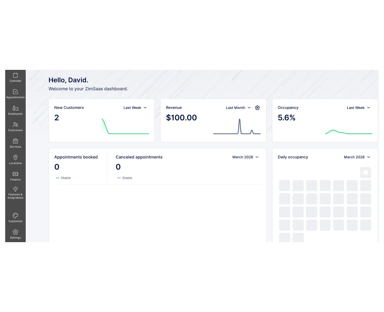 Admin sidebar with Settings, Services, Employees, and Booking Website sections highlighted.